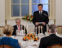 25. 11. 2014, Ljubljana – Sveana veerja, ki jo je v ast predsednika Zvezne republike Nemije Joachima Gaucka gostil slovenski predsednik Pahor (Neboja Teji/STA)